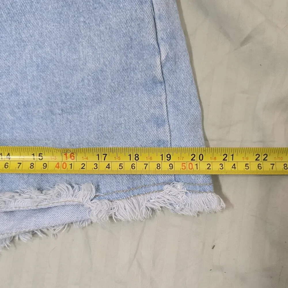 No Excuses Femme Fatale Women's Cut Off Denim Shorts Light Blue Cotton 8/10 Poc…